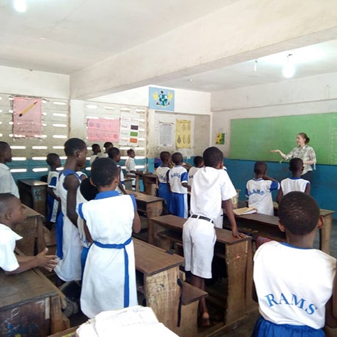 Teaching English in a school in Ghana