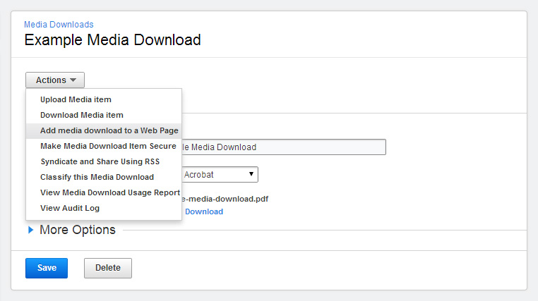 Screenshot of BC Media Downloads panel