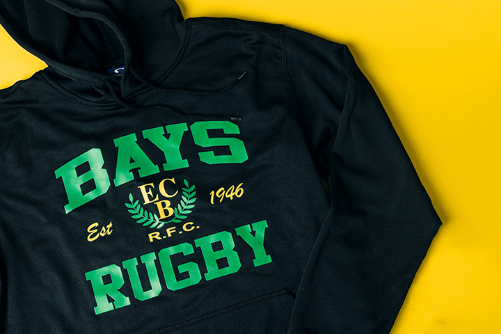 East Coast Bays Rugby Club hoodie, provided by Hillcrest Promotions